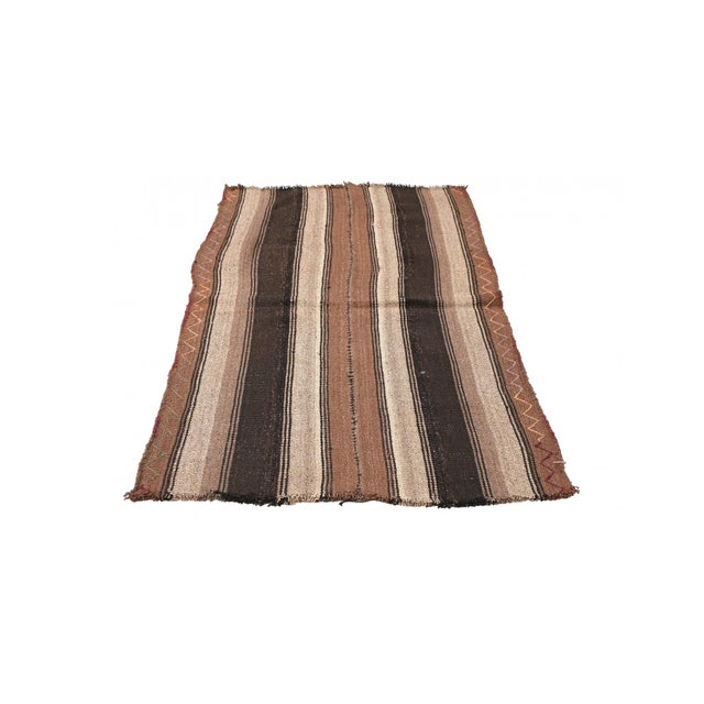 Modern Vintage Brown Modern Kilim Rug - 3`3″ X 6`3″ For Sale - Image 3 of 6