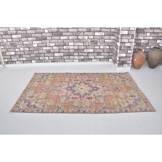 Handmade wool carpet in Turkish Anatolia , Vintage Oushak Rug,Turkish Vintage Anatolian Rug, Handmade wool Rug . One Of...