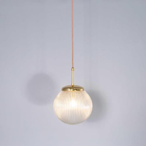 Ribbed Clear Pendant Glass Lamp, 1950s For Sale - Image 6 of 8