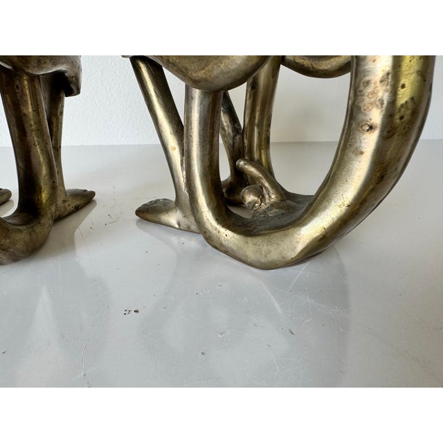 Pair of Vintage African Primitive Tribal Bronze Nude Sculptures For Sale - Image 10 of 12