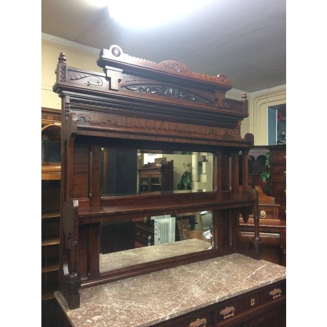 Wood Antique Marble Top Buffet, Display Cabinet For Sale - Image 7 of 15