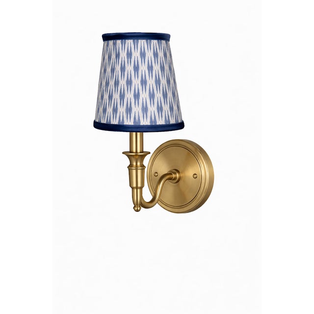 Chinoiserie Blue Velvet Weave Sconce Shade For Sale - Image 3 of 3
