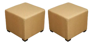 Vintage Cube Upholstered Stools Moroccan Ottomans, Poufs - a Pair