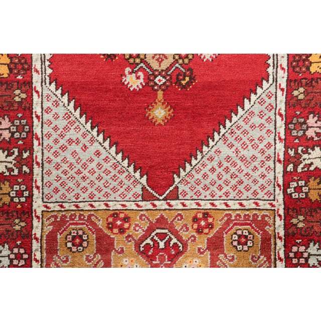 Traditional Vintage Kirsehir Rug in Red and Gold With Geometric Medallion - Rug & Kilim For Sale - Image 3 of 7