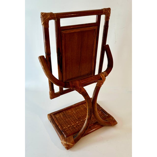 Rattan Table Mirror on Adjustable Base For Sale - Image 10 of 11