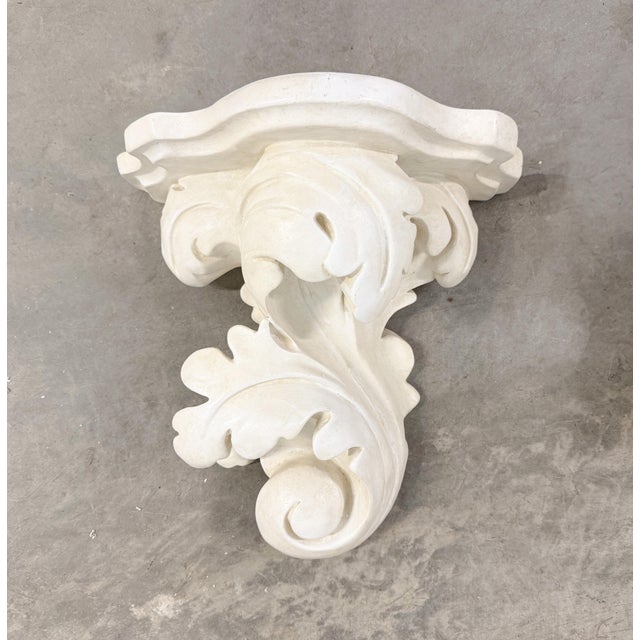 Late 20th Century Rococo Neoclassical Acanthus Leaf Cast Stone Garden Wall Brackets Shelves For Sale - Image 5 of 15