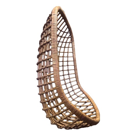 Mid-Century Hanging Bamboo and Rattan Egg Chair For Sale