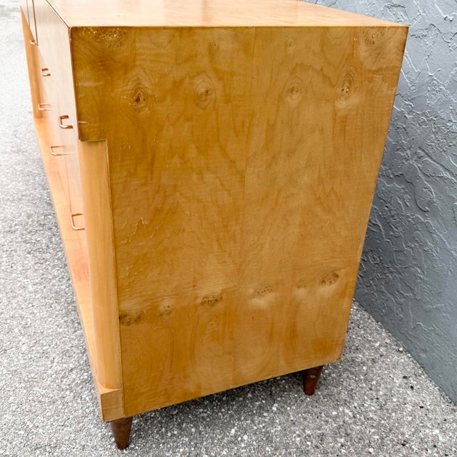 Wood Mid Century Modern Burlwood Dresser With Copper Legs For Sale - Image 7 of 10