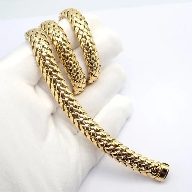 Vintage Tiffany & Co. Vannerie Basket Weave Yellow Gold Necklace For Sale - Image 14 of 17