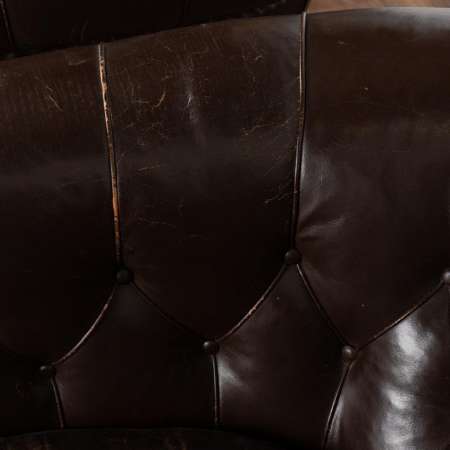 Brown 20th Century Vintage Brown Leather Club Chairs, Denmark For Sale - Image 8 of 12