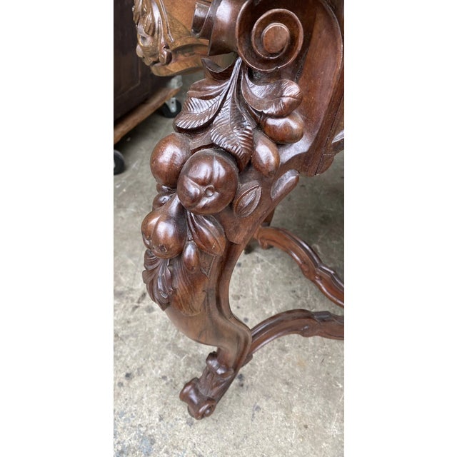 Late 19th Century J. H. Belter Carved Rosewood Marble Top Table For Sale - Image 4 of 11