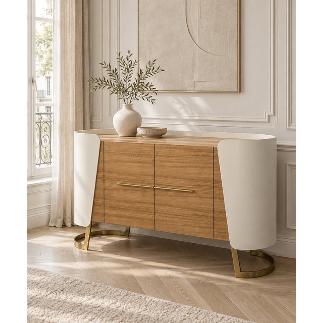 Curved Oak Sideboard by Jean-Rémy Couradette For Sale - Image 6 of 7