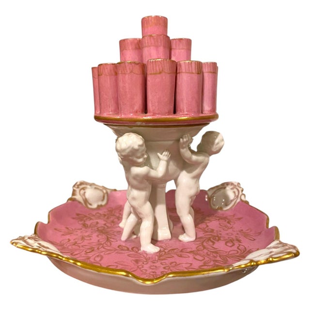Rare and versatile antique Dresden porcelain figural piece, meticulously crafted by the legendary Carl Thieme factory...