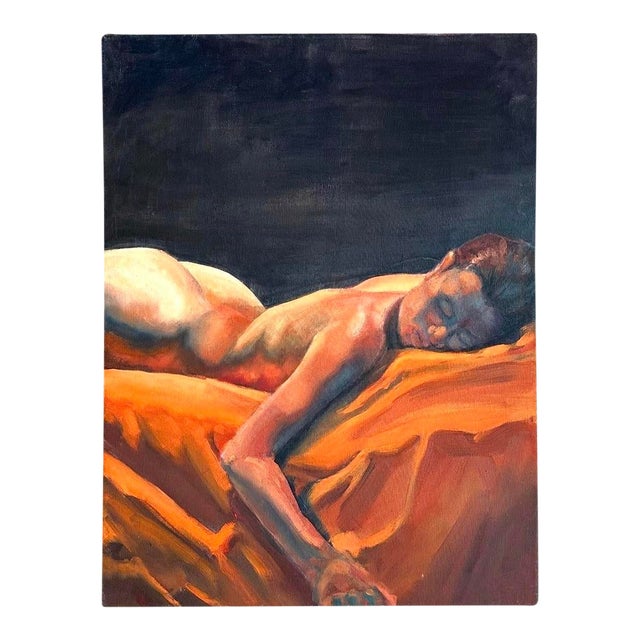 Vintage Oil on Canvas Nude Figure Painting For Sale