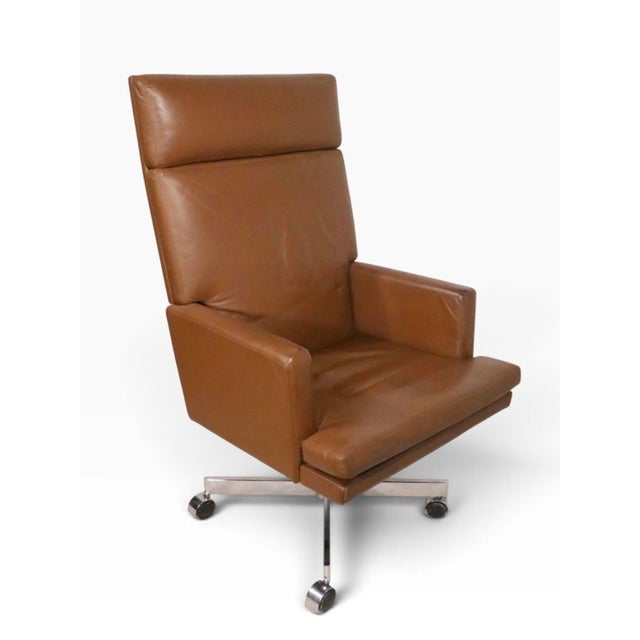 Vintage Swivel Leather Desk Chair Attributed to Mueller Furniture C. 1970's For Sale - Image 11 of 11
