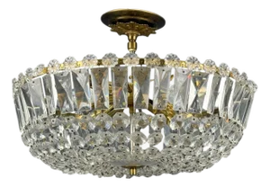 Neoclassical, Basket Pendant Light, Bronze, Crystal, France, 20th C.