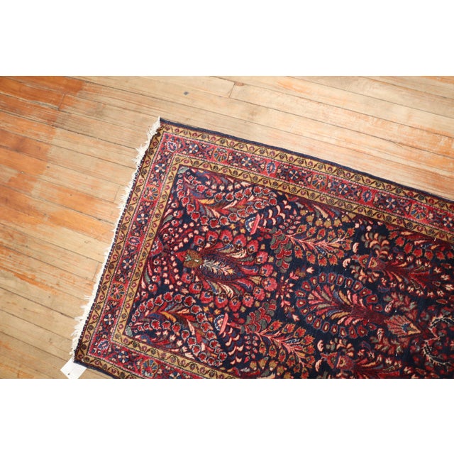 Antique Zabihi Collection Persian Sarouk Small Navy Runner - 2'6" x 6'6" For Sale In New York - Image 6 of 7