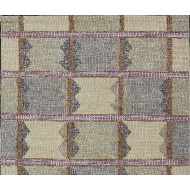 Measures: 3'10 x 6'6 Modern Scandinavian Rug with Geometric Patterns in Soft Yellow 3'10 x 6'6. Keivan Woven Arts / rug/...