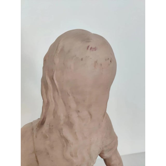 Antique Terracotta Girl with Mandolin Sculpture For Sale - Image 9 of 18
