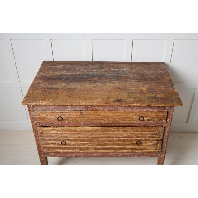 Blue Antique Folk Art Rustic Chest of Drawers in Pine For Sale - Image 8 of 14
