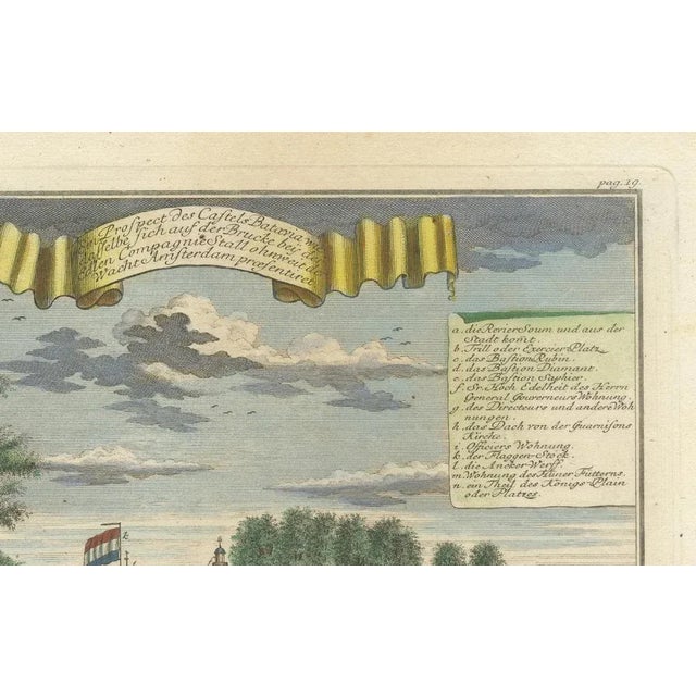 J.W. Heydt, Batavia Castle and Parade Ground, 1738, Hand-Coloured Engraving For Sale - Image 4 of 10