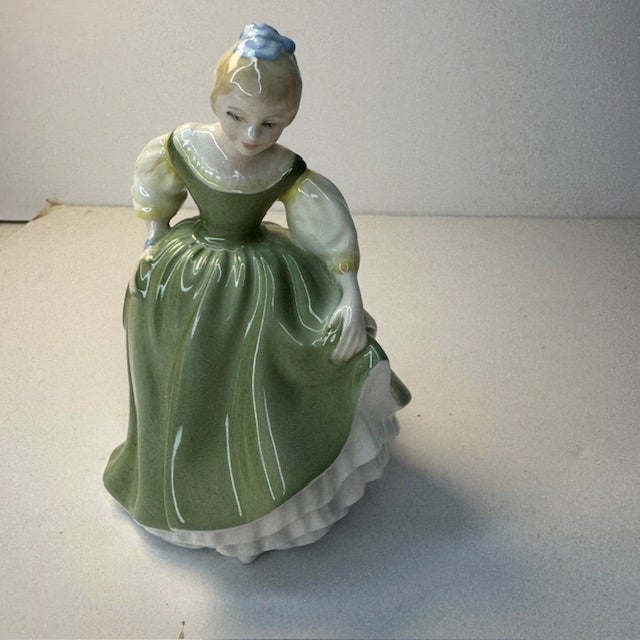 Mid-Century Modern Vintage Royal Doulton “Fair Maiden” Bone China Figurine, England, 1966 For Sale - Image 3 of 12