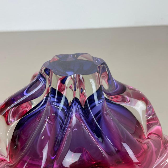 Pink-Purple Murano Glass Shell Bowl or Ashtray, Italy, 1970s For Sale - Image 16 of 17