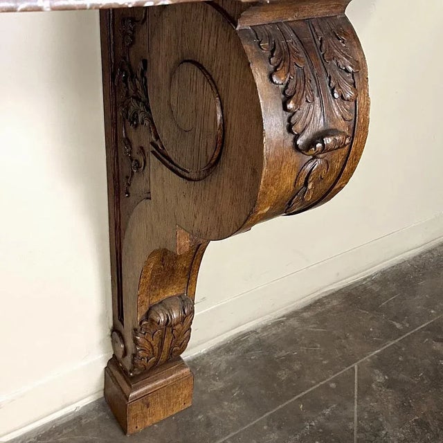 19th Century French Louis XIV Walnut Marble Top Console For Sale - Image 11 of 13