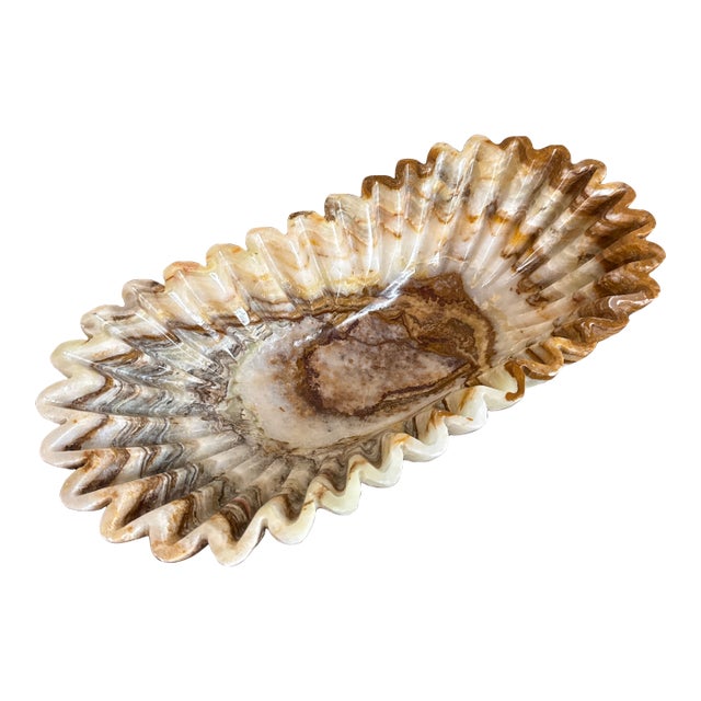 Vintage 1970s Hand Carved Decorative Onxy Bowl For Sale