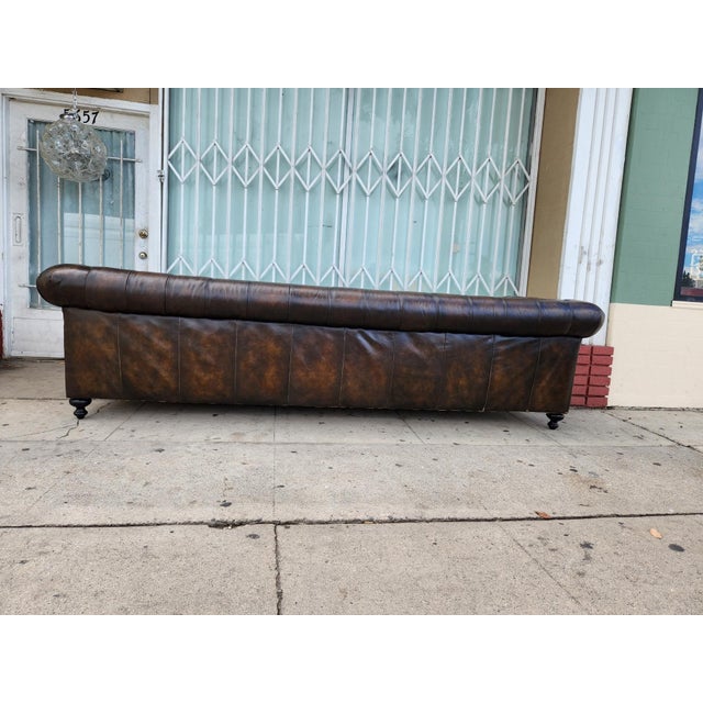 Vintage Distressed Leather Sofa For Sale In Los Angeles - Image 6 of 12