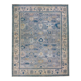 Apadana's Artisan Collection Handmade Allover Designed Gray Wool Rug For Sale