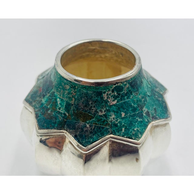 Vintage Emilia Castillo Malachite Silver Vase, Taxco Mexican Modernism For Sale - Image 14 of 17