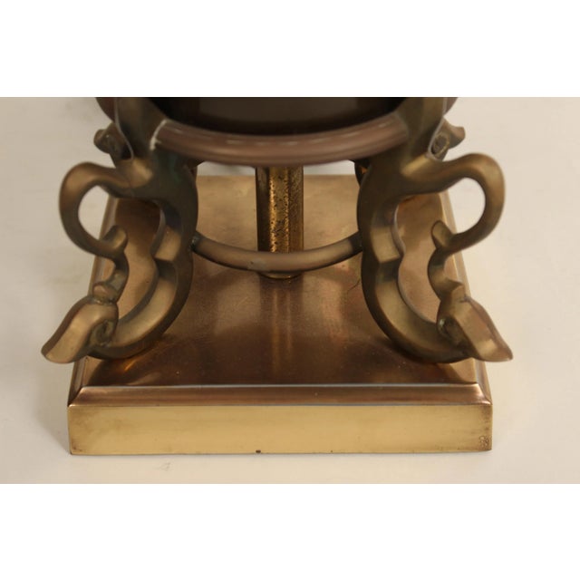 Chinese Style Marbro Bronze Lamp For Sale - Image 9 of 13