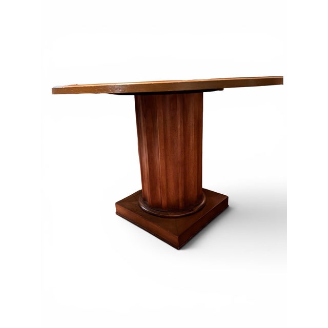 Three Vintage Cane Back Club Chairs and Fluted Pedestal Round Table For Sale In Chicago - Image 6 of 6