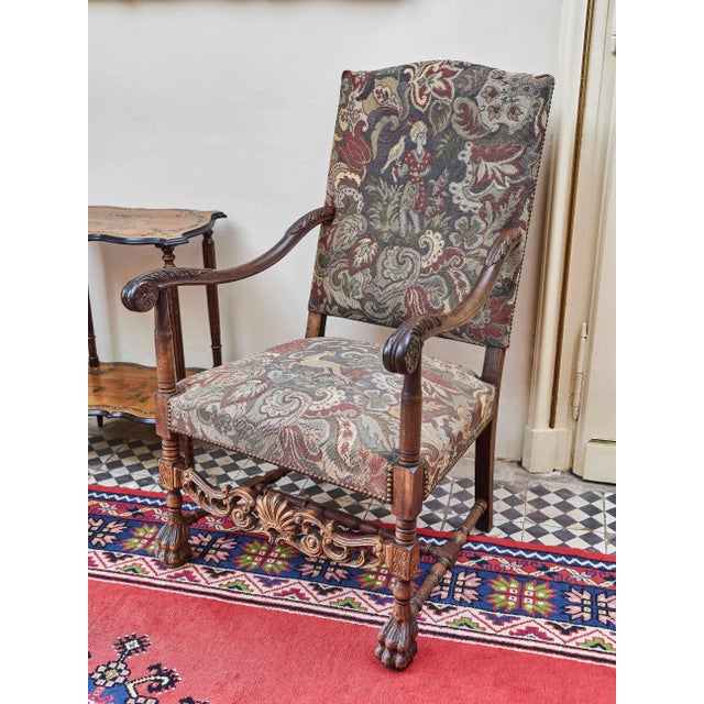 Sun King Style Armchairs in Oak, Set of 2 For Sale - Image 6 of 12