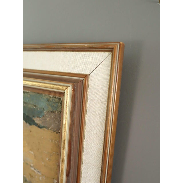 1965 Mid-Century Modern 'Coastal Fields' Vintage Swedish Original Landscape Oil Painting, Framed For Sale - Image 9 of 13