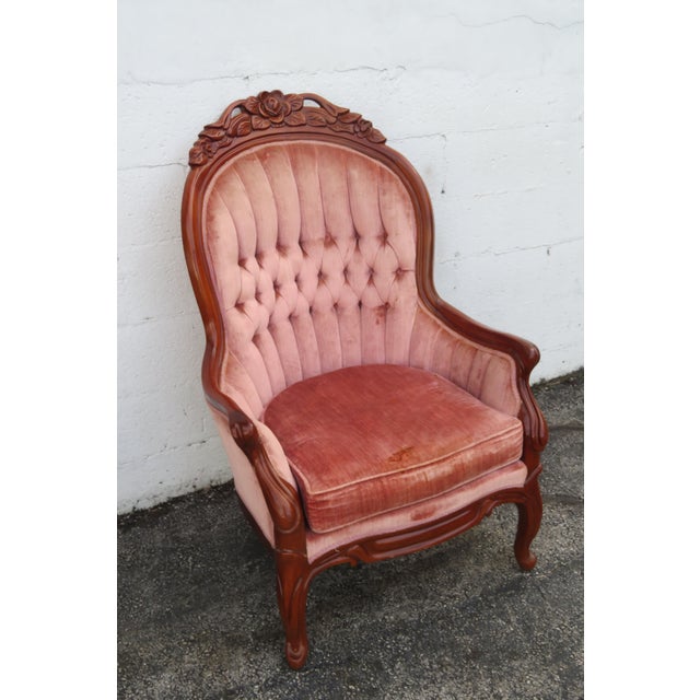 Victorian Kimball Carved Mahogany Sofa and 3 Chairs Set of Four 6220 For Sale - Image 10 of 18