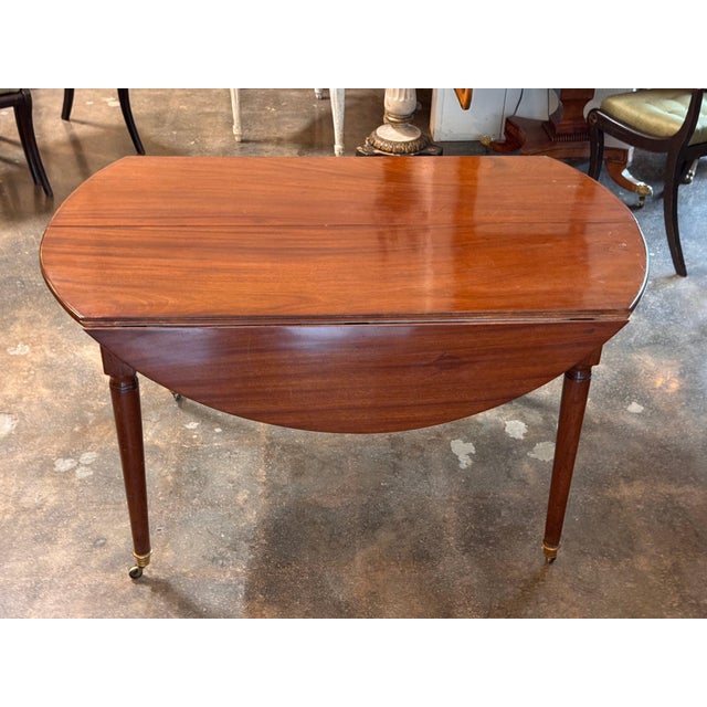 Wood Directoire Drop Leaf Table With Additional Leaf For Sale - Image 7 of 12