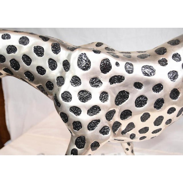 Art Deco Silver Plate and Bronze Cheetah Cat in Statue, 1980s For Sale - Image 13 of 16