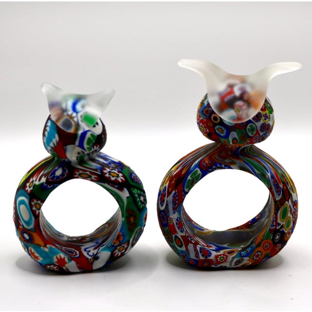 Mid-Century Murano Millefiori Glass Owl Napkin Rings - A Pair For Sale In Cincinnati - Image 6 of 14