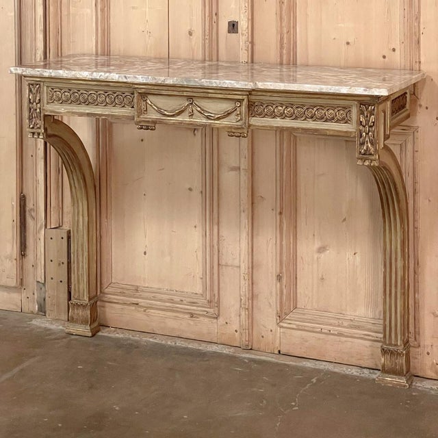 19th Century French Louis XVI Marble Top Painted Console For Sale - Image 4 of 13