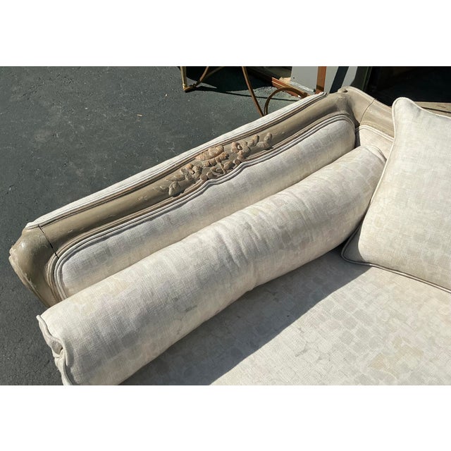 19th-C. French Painted Daybed / Sofa in New Linen W/ Gustavian Swedish Styling For Sale - Image 9 of 13