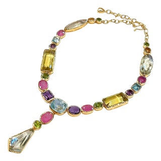 Bochic "Capri" Ruby, Amethyst & Fancy Color Gem Necklace Set in 18K & Silver For Sale