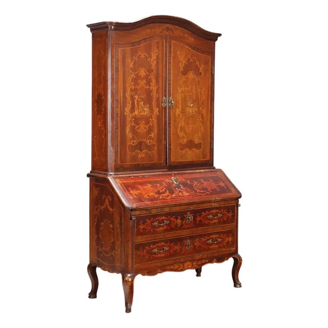 Antique Trumeau in Walnut with Maple Inlays For Sale