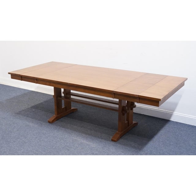 Bassett Bassett Furniture Mission Style Solid Oak 93" Trestle Dining Table 4033-0449 For Sale - Image 4 of 15