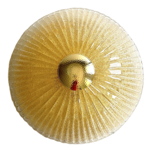 Venetian Lens Amber “Graniglia” Murano Glass Flush Mount