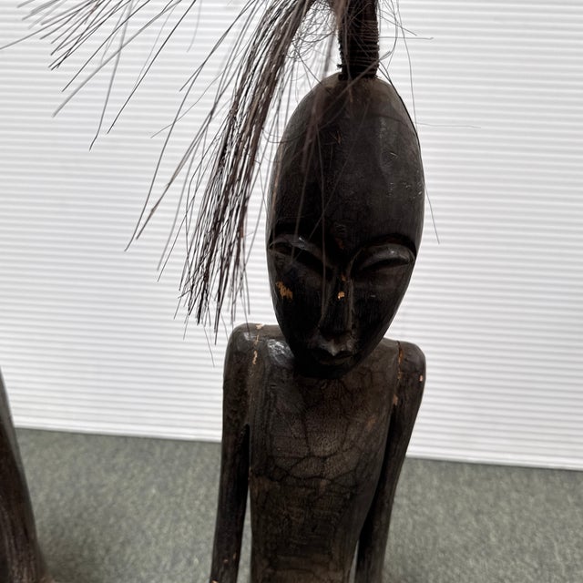 Late 20th Century African Male + Female Figure Carved Sculptures, Pair For Sale - Image 12 of 12