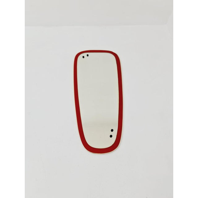 Red Mid-Century German Model Rockabilly Asymmetric Brass Original Kidney Wall Mirror by Zier, 1960s For Sale - Image 8 of 11