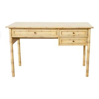 Midcentury Faux Bamboo Lacquered Writing Table or Desk For Sale