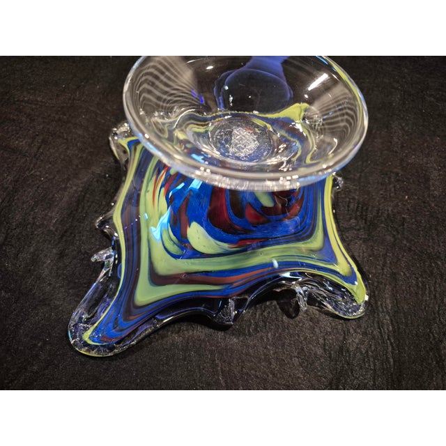 Mid 20th Century Mid 20th Century Italian Murano Style Sculptural Art Glass Bowl For Sale - Image 5 of 9